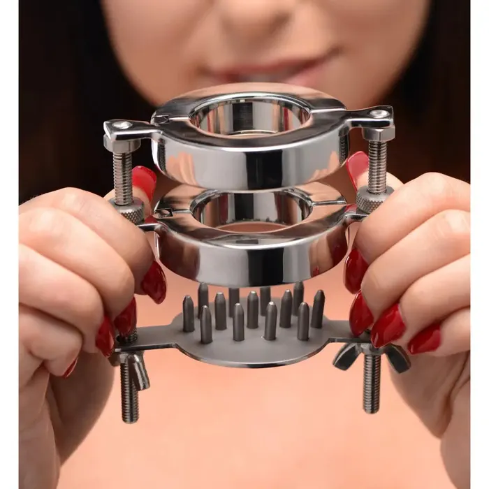 Master Series Male Sex Toys Stainless Steel Spiked Cbt Ball Stretcher And Crusher Master Series Male Sex Toys Stainless Steel Spiked Cbt Ball Stretcher And Crusher