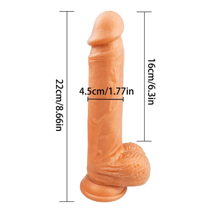 Modi Female Sex Toys B49 Realistic Gold Dualdensity Liquid Silicone Suction Cup Dildo with Balls 87 Inch
