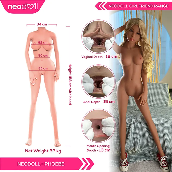 Neodoll Girlfriend Phoebe Realistic Sex Doll 158cm Tan Neodoll Male Sex Toys