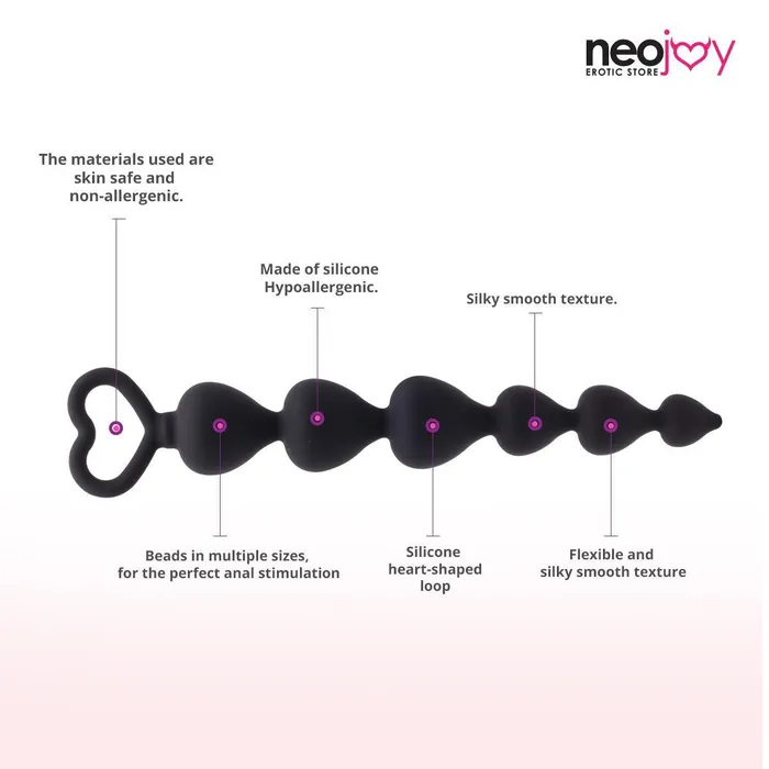 Neojoy Anal Neojoy Love Anal Beads Silicone Black 69 inch 1745cm