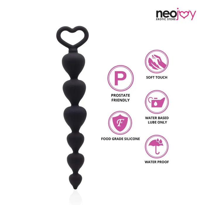 Neojoy Anal Neojoy Love Anal Beads Silicone Black 69 inch 1745cm