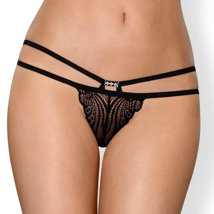 Obsessive Anal Obsessive Sexy Lingerie 828 Crotchless Thong Black