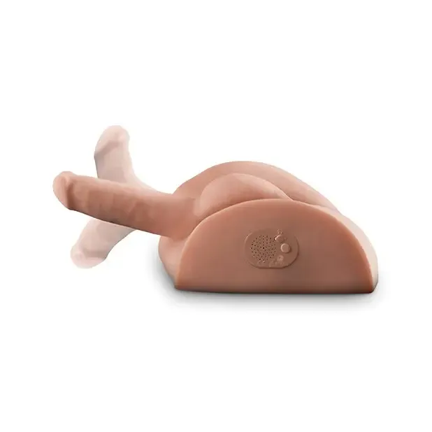 PDX Male Dirty Talk Interactive Fuck Him Silly Rechargeable Vibrating Masturbator With Posable Cock Beige PDX Male Male Sex Toys