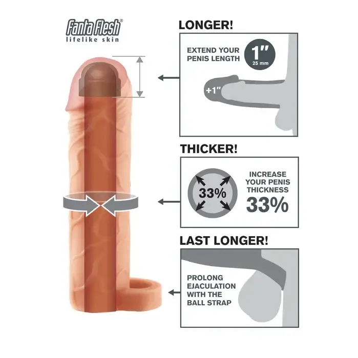 Pipedream Fantasy Xtensions Perfect 1 in Extension With Ball Strap Fantasy XTensions Male Sex Toys