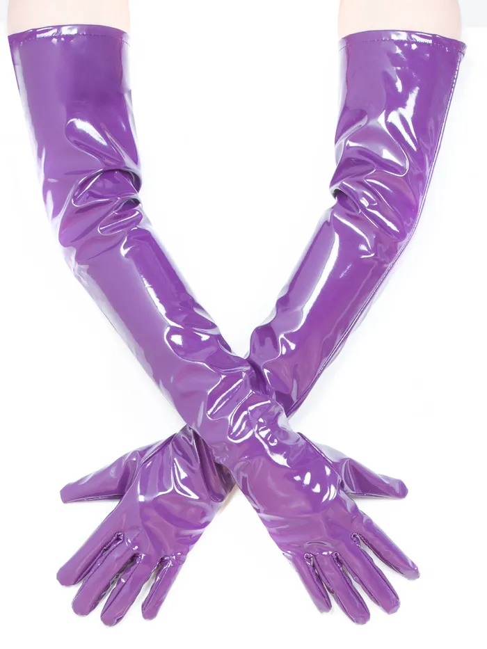 PVC Long Gloves in Purple Honour Vibrators