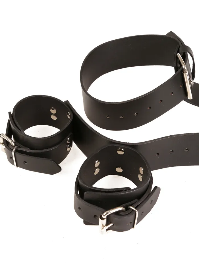 Restraints Leather Bondage Neck To Wrist Restraint HonourSkintwocom