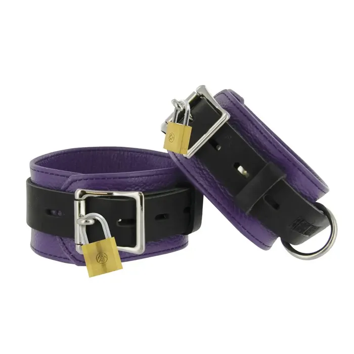 Restraints Strict Leather Strict Leather Purple And Black Deluxe Locking Ankle Cuffs