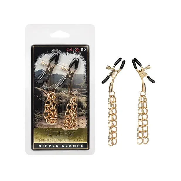 Ride em Premium Denim Collection Nipple Clamps CalExotics Female Sex Toys