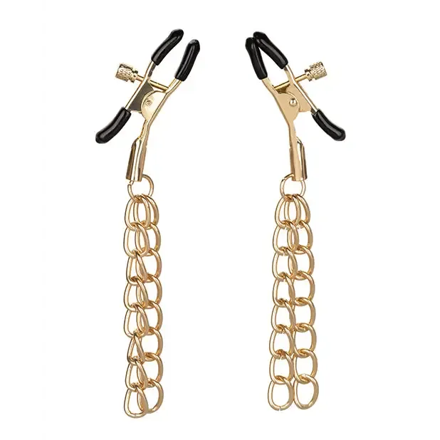 Ride em Premium Denim Collection Nipple Clamps CalExotics Female Sex Toys Ride em Premium Denim Collection Nipple Clamps CalExotics Female Sex Toys