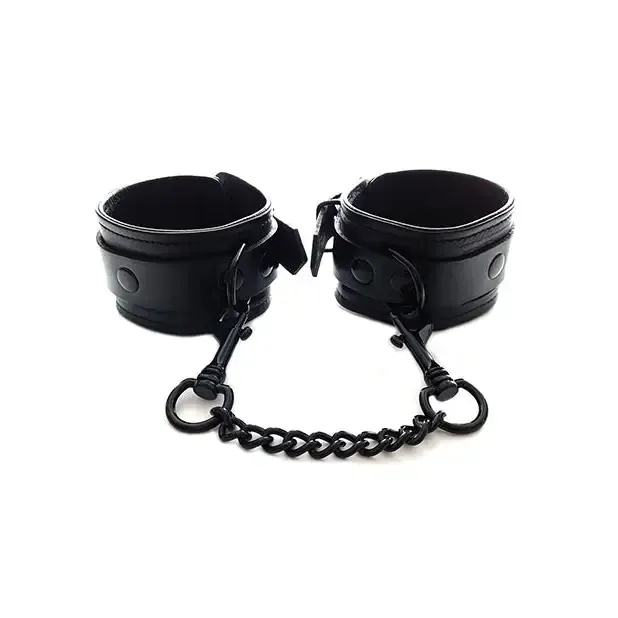 Rouge Rouge Leather Ankle Cuffs Black with Black Accessories Restraints