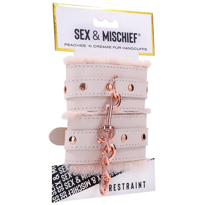 SM Peaches n CreaMe Fur Handcuffs Sex Mischief Vibrators