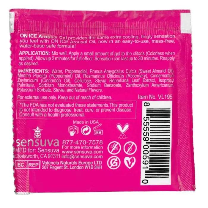 Sensuva Female Sex Toys Sensuva ON ICE Buzzing Cooling Female Arousal Oil Foil 05ml0002 fl oz
