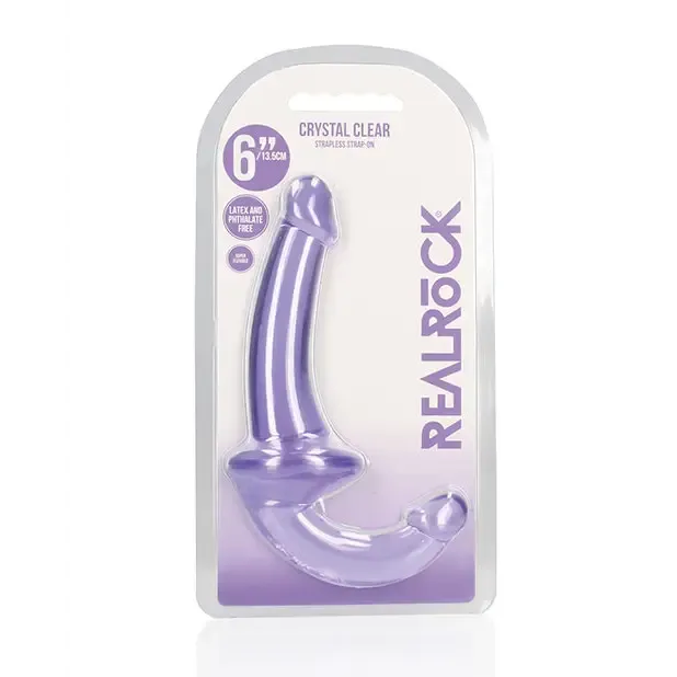 SHOTS AMERICA Female Sex Toys RealRock Crystal Clear 6 in Strapless StrapOn Dildo Purple SHOTS AMERICA Female Sex Toys RealRock Crystal Clear 6 in Strapless StrapOn Dildo Purple