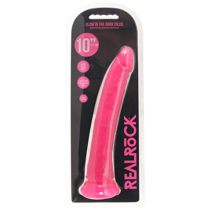 Shots Toys Dildos RealRock Glow In The Dark 10 Inch Slim Dildo in Pink Shots Toys Dildos RealRock Glow In The Dark 10 Inch Slim Dildo in Pink