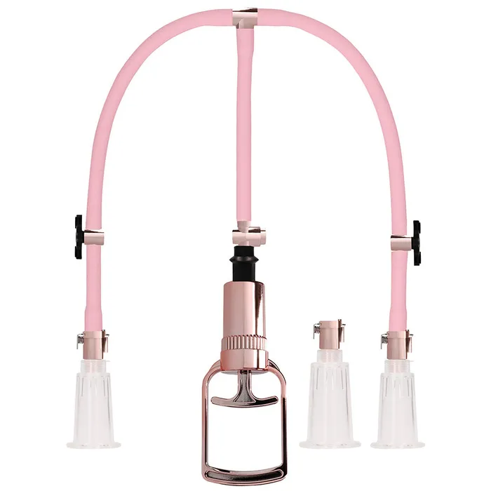 Shots Toys Female Sex Toys Pumped Rose Gold Clitoral Nipple Pump Set in Large