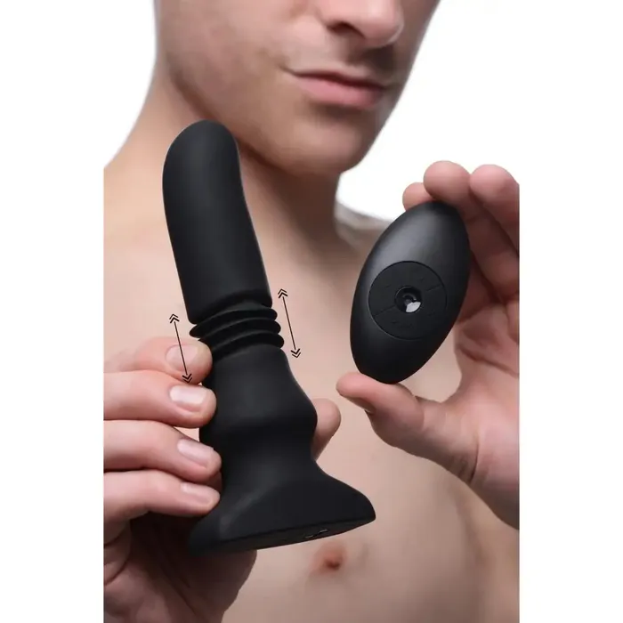 Silicone Vibrating And Thrusting Plug With Remote Control Thunderplugs Male Sex Toys