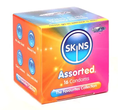 Skins Enhancers Skins Condoms Assorted Cube 16 PackD