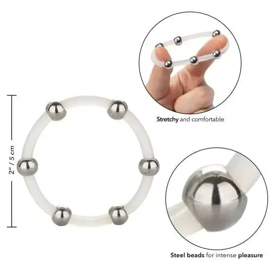 Steel Beaded Silicone Ring Xl CalExotics Male Sex Toys