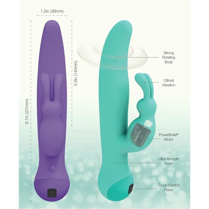 Swan Touch Duo Dual Rabbit Vibrator Rechargeable Teal Swan Vibrators