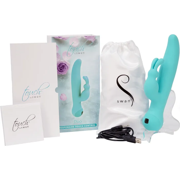Swan Touch Duo Dual Rabbit Vibrator Rechargeable Teal Swan Vibrators