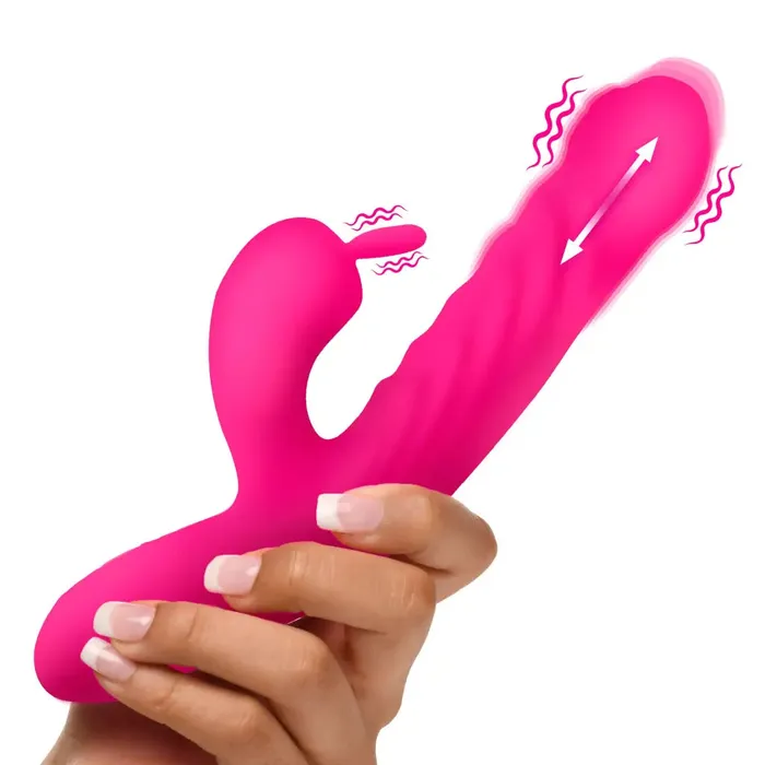 Thrusting And Vibrating Silicone Rabbit Vibrator XR Brands Female Sex Toys Thrusting And Vibrating Silicone Rabbit Vibrator XR Brands Female Sex Toys