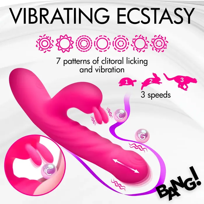 Thrusting And Vibrating Silicone Rabbit Vibrator XR Brands Female Sex Toys