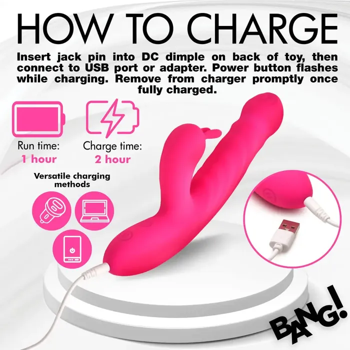 Thrusting And Vibrating Silicone Rabbit Vibrator XR Brands Female Sex Toys