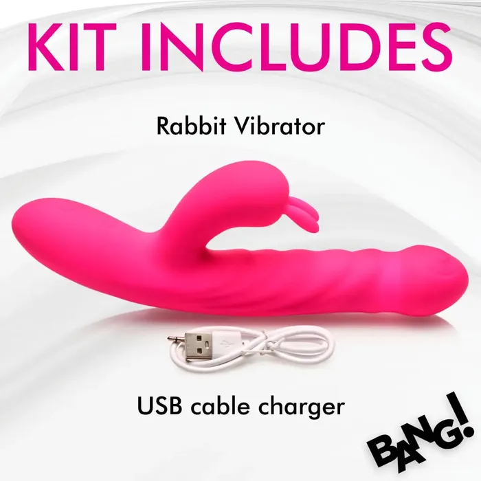 Thrusting And Vibrating Silicone Rabbit Vibrator XR Brands Female Sex Toys