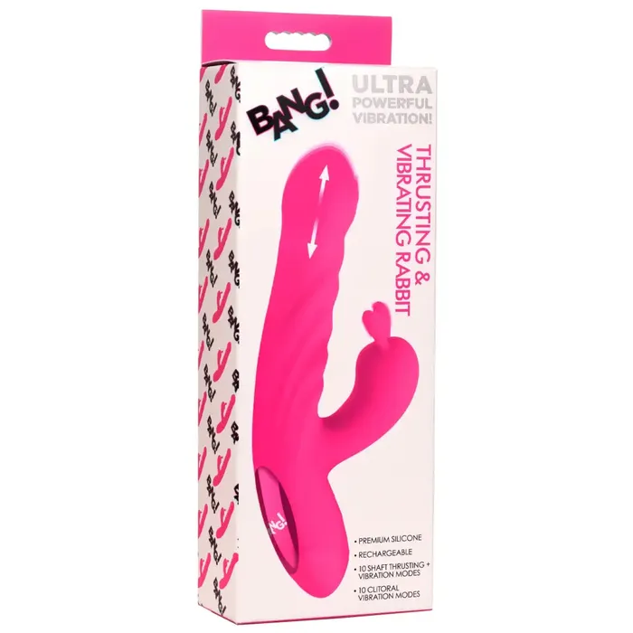 Thrusting And Vibrating Silicone Rabbit Vibrator XR Brands Female Sex Toys