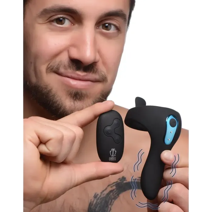 Trinity Vibes Male Sex Toys Power Taint 7x Silicone Cock And Ball Ring With Remote