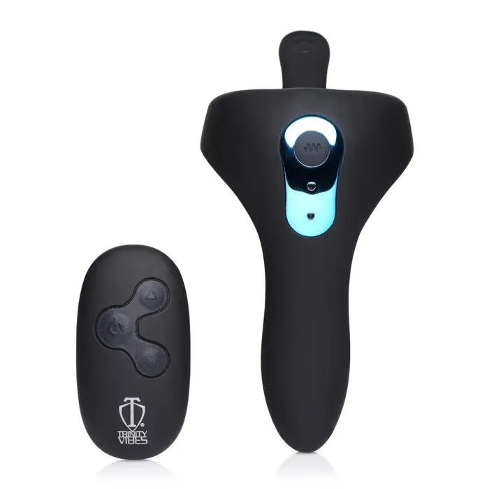 Trinity Vibes Male Sex Toys Power Taint 7x Silicone Cock And Ball Ring With Remote