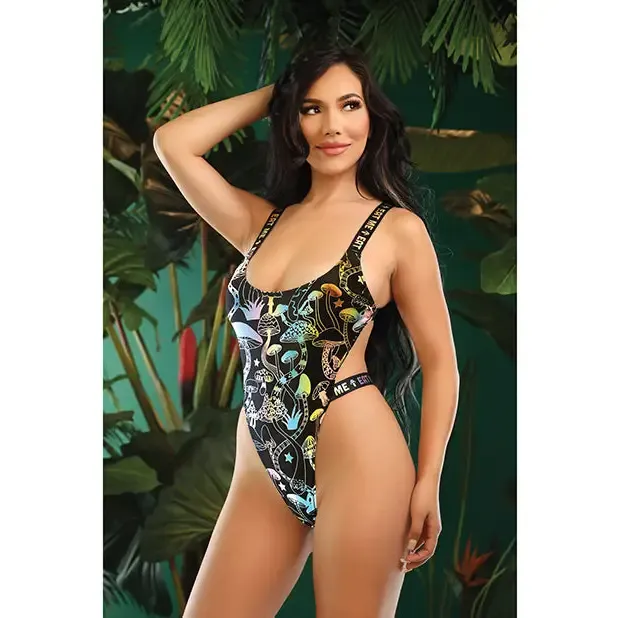 Vibrators Fantasy Lingerie Vibes Eat Me Flash Reactive Mushroom Print Bodysuit wSnap Closure Black Vibrators Fantasy Lingerie Vibes Eat Me Flash Reactive Mushroom Print Bodysuit wSnap Closure Black