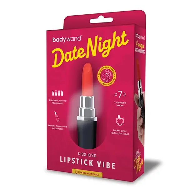 Vibrators XGEN Products Xgen Bodywand Date Night Kiss Kiss Lipstick Vibe Blackred