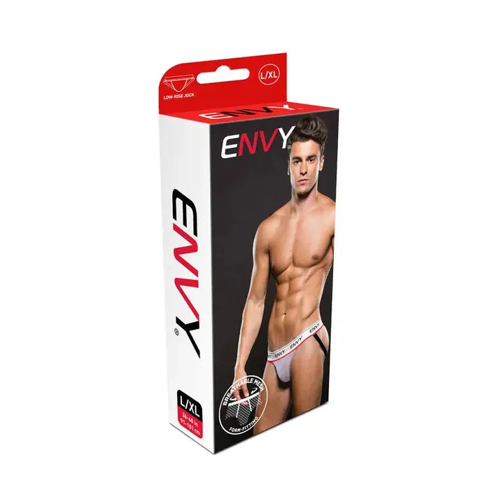 XGen Products Envy Logo Elastic Lowrise Mesh Jock White Vibrators