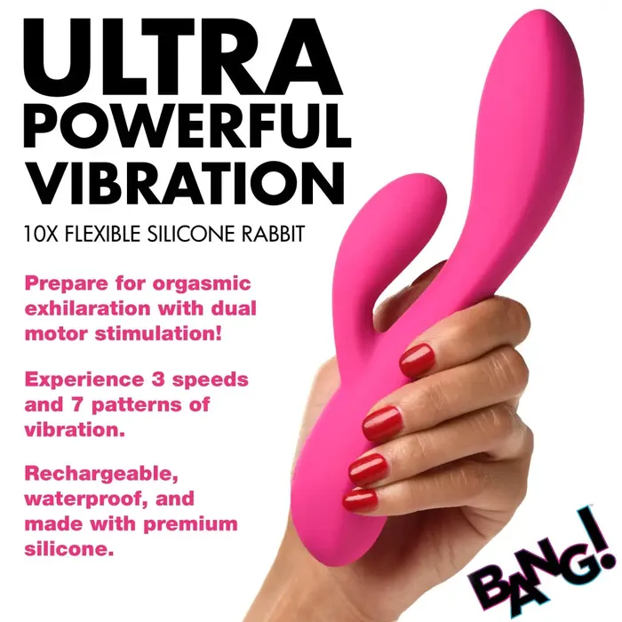 XR Brands Female Sex Toys 10x Flexible Silicone Rabbit Vibrator 