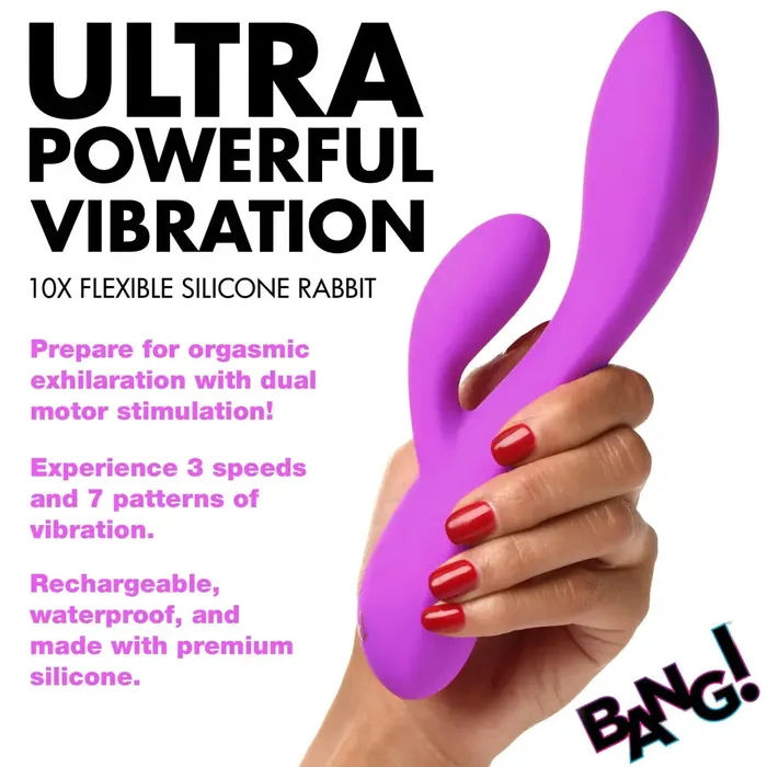 XR Brands Female Sex Toys 10x Flexible Silicone Rabbit Vibrator 