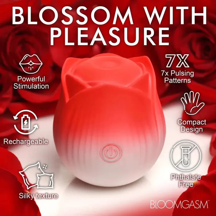XR Brands Vibrators Pulsing Petals Throbbing Rose Clit Stimulator