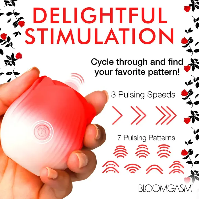 XR Brands Vibrators Pulsing Petals Throbbing Rose Clit Stimulator