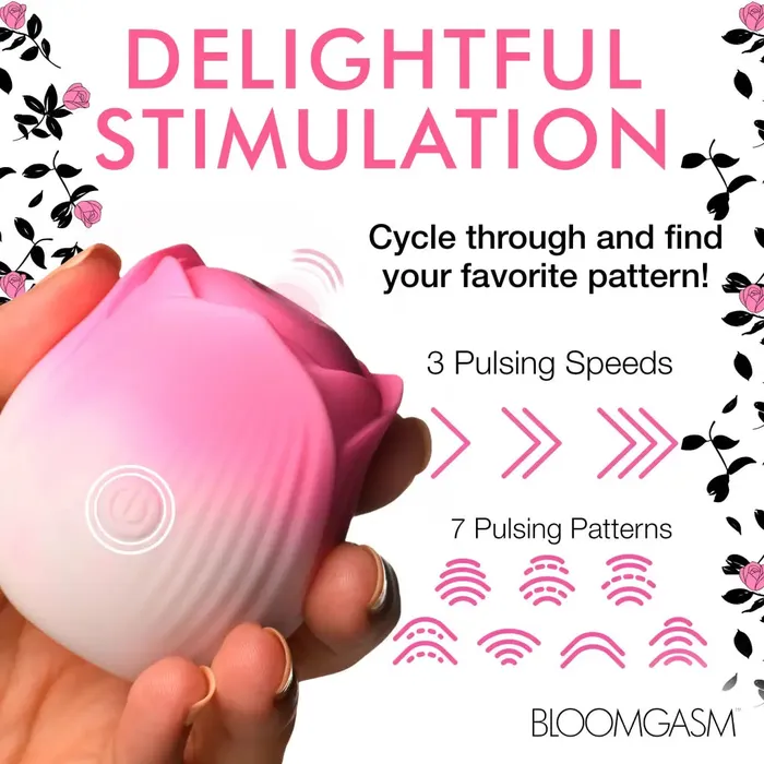 XR Brands Vibrators Pulsing Petals Throbbing Rose Clit Stimulator
